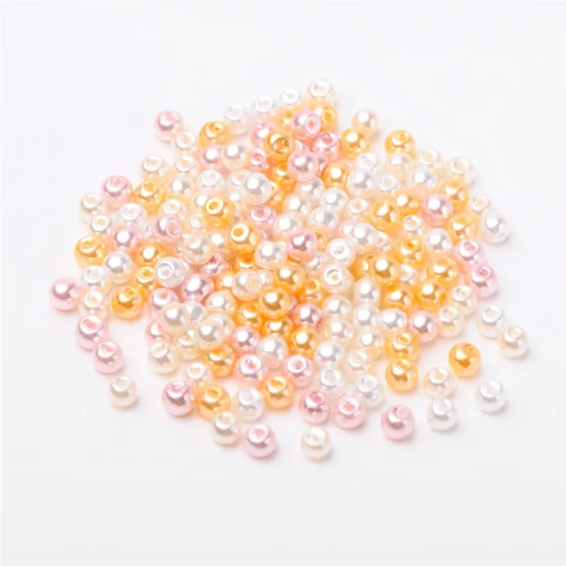 Pandahall 4/6/8mm Glass Pearl Beads Mixed Color Pearlized Beads Round For Jewelry Making DIY Bracelets Hole: 1mm Free Shipping - Цвет: Barely Pink