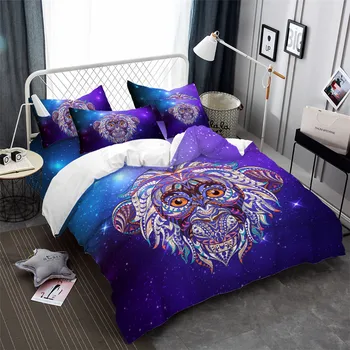 

Monkey Head Print Bedding Set Animal Patchwork Duvet Cover Colorful Galaxy Bed Cover Pillowcase Soft Bedclothes Home Decor