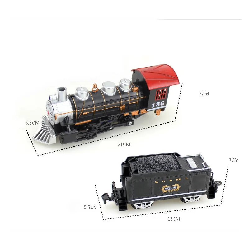 Классические игрушки на батарейках железнодорожный поезд электрические игрушки Железнодорожный автомобиль со звуком и светильник и курительная вагонка для детей