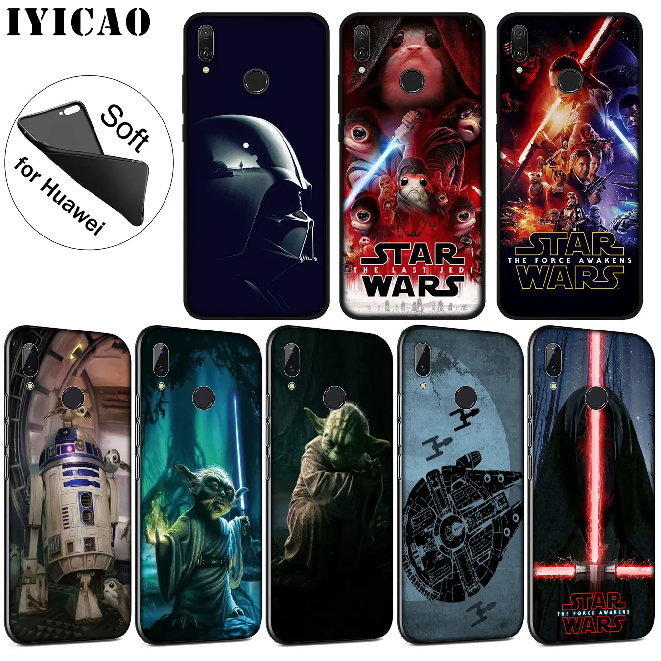 

IYICAO Yoda Darth Vader Star Wars Soft Silicone Case for Huawei P30 P20 Pro P10 P9 P8 Lite Mini 2017 2016 2015 P smart Z 2019