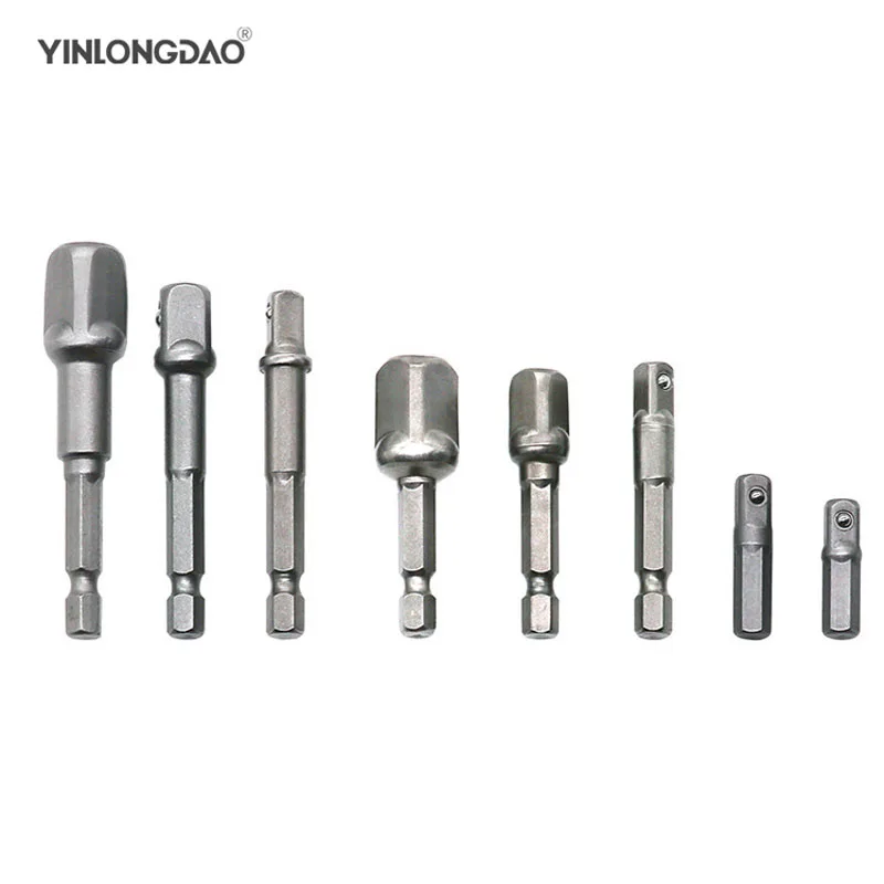 

YINLONGDAO 8pcs Chrome Vanadium Steel Socket Adapter Power Set Hex Shank To Extension Drill Bits Socket Bit Adapter Drill
