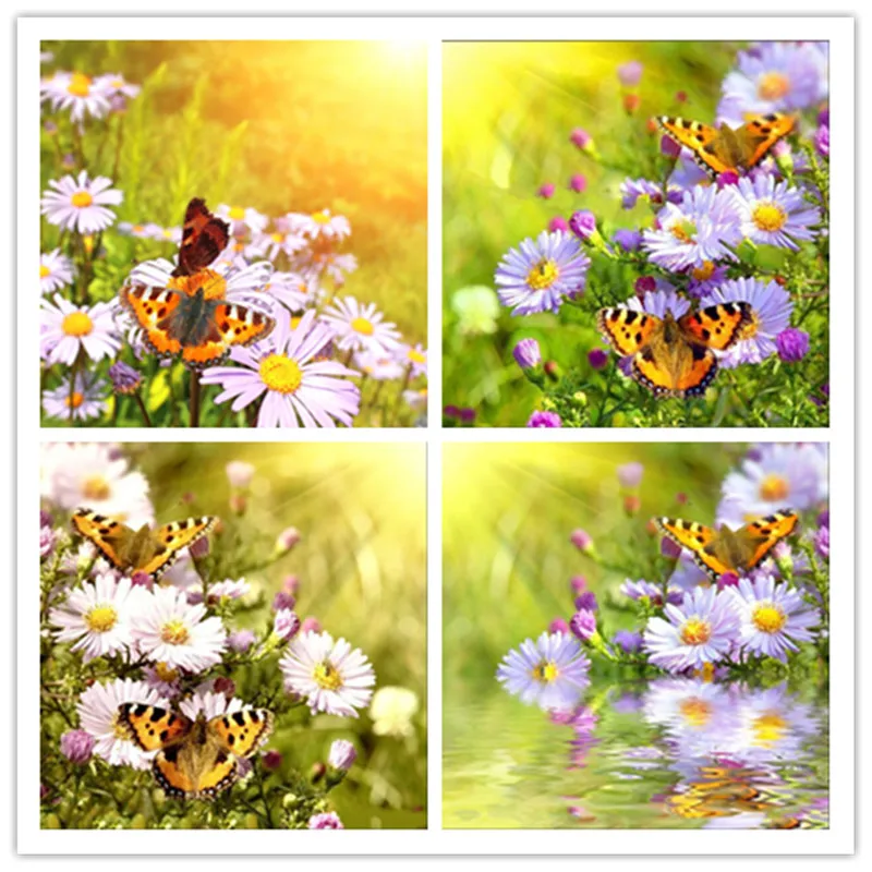 

DIY DMC diamond embroidery butterfly flower needlework cross stitch set full cube drill diamond flower diy diamond painting