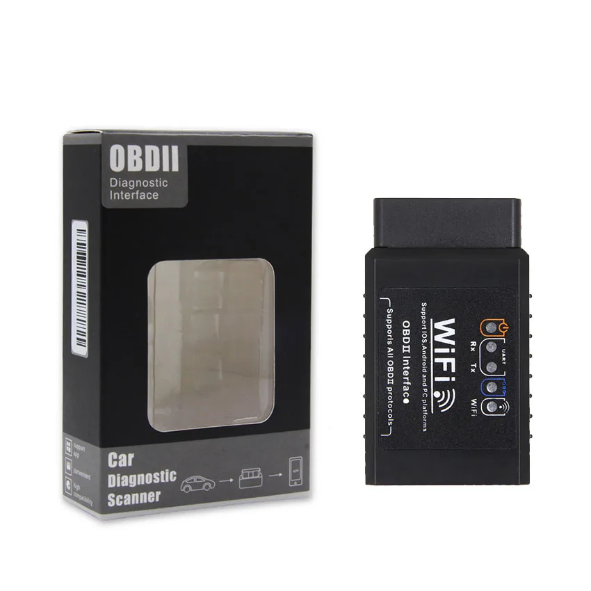 ELM327 wifi V1.5 PIC18F25K80 для IOS/Android OBDII OBD2 диагностический инструмент ELM 327 V1.5 wifi диагностический инструмент OBD2 сканер - Цвет: WiFi all black