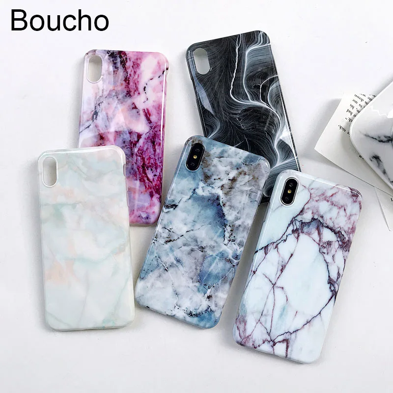 Boucho Colorful Marble Phone Case For iphone 6 6s 7 8 plus Full Protection Soft Silicone Cover X XS MAX XR |