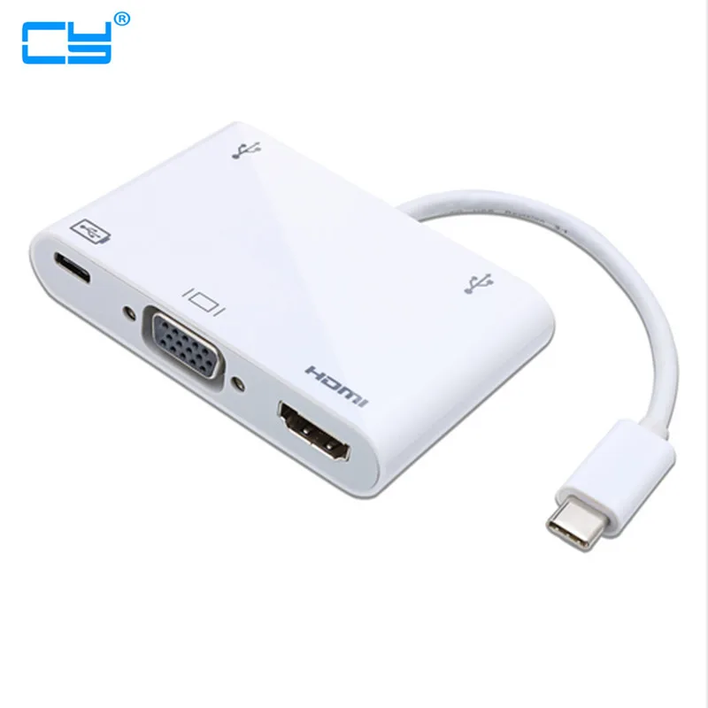  USB-C USB 3.1 Type C to HDMI Digital AV & VGA & USB OTG & Female Charger Adapter for New Macbook Pr