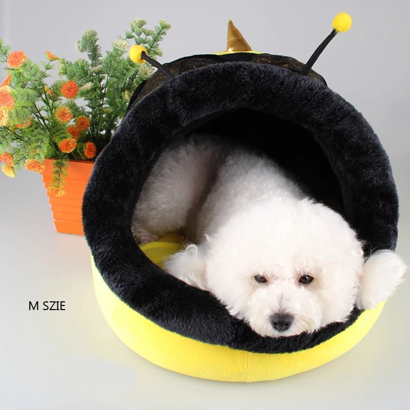 Bee Форма кровать собаки Pet сна питомника зима теплый желтый мягкая кошка Товары для собак дом