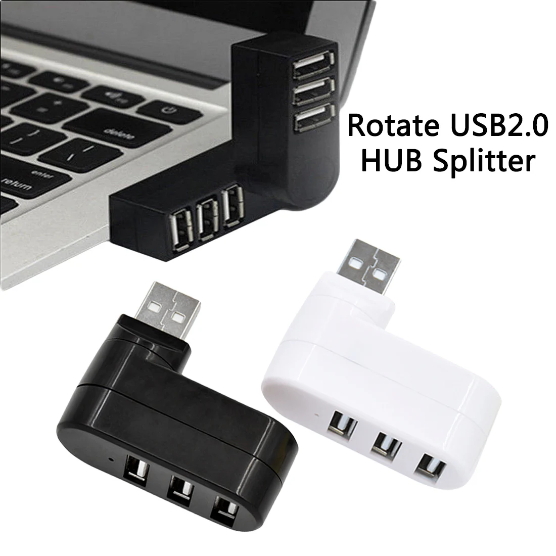 

For Notebook/Tablet Computer PC Peripherals Rotatable High Speed 3 Ports USB HUB 2.0 USB Splitter Adapter