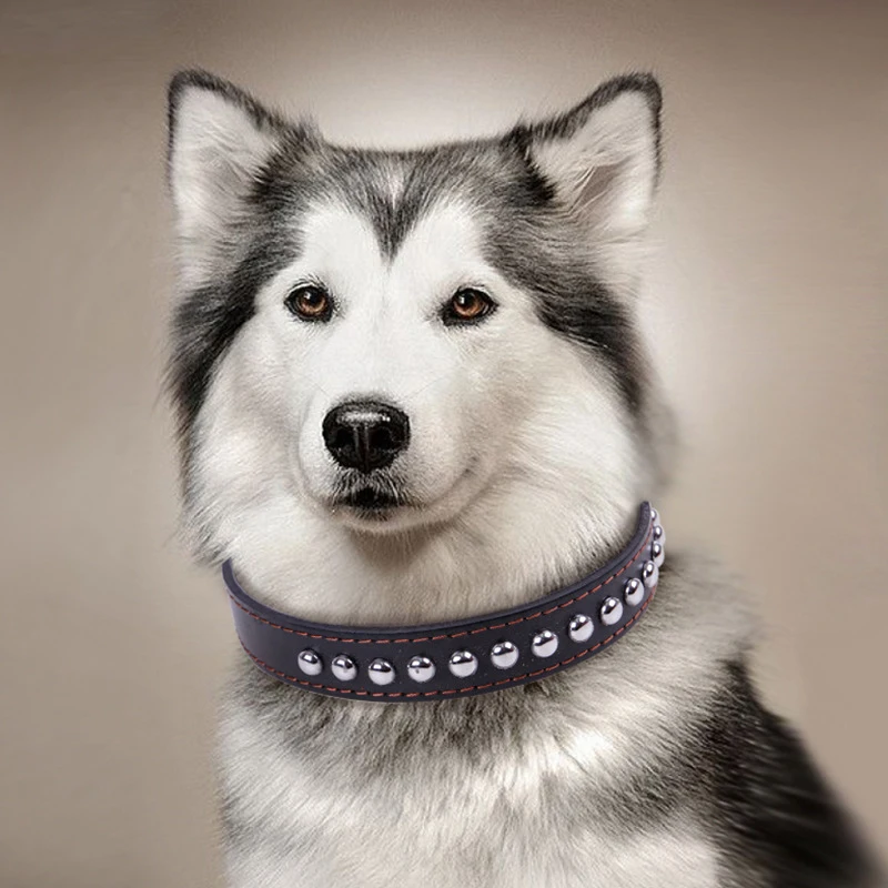 Новые Pet Кожаный Ошейник Punk Стиль Гриб Ногтей Заклепки шипованных Шейный Ремешок