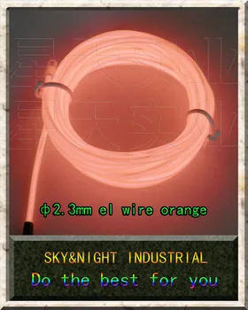 

Free Shipping 2.3mm Flexible Neon Glow Light EL Wire 3M with inverter Rope with 10 Different Colors-orange