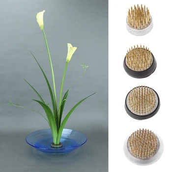 

Round Ikebana Kenzan Flower Frog With Rubber Gasket Art Fixed Arranging Tools