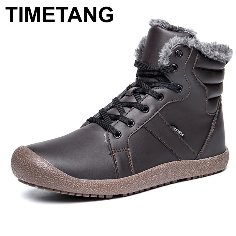 

TIMETANG Large Size 36-48 Hiking Shoes Winter Plush Warm Snow Boots Wide(C,D,W) Lace Up High-top Winter Sneakers