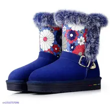 2015 Winter New Flat In The Tube Snow Boots Warm Thick Hair Slip Waterproof Heavy-Bottomed Female Cotton Boots