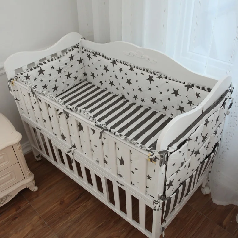 2017 new 5 Pcs set white star crib liner cotton crib bumper baby cot sets baby bed protector baby bedding bumper 2017 new 5 Pcs set white star crib liner cotton crib bumper baby cot sets baby bed protector baby bedding bumper