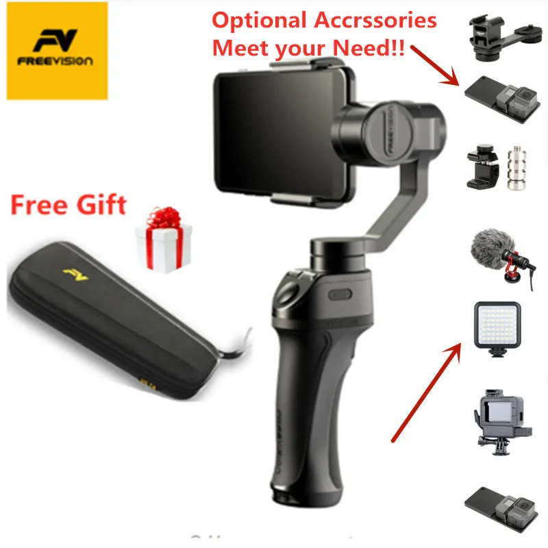 

Freevision Vilta-M /VILTA M PRO Handheld Gimbal Smartphone 3-axis Stabilizer For Mobile Phone iPhone XR XS MAX GoPro HERO 5 4 3