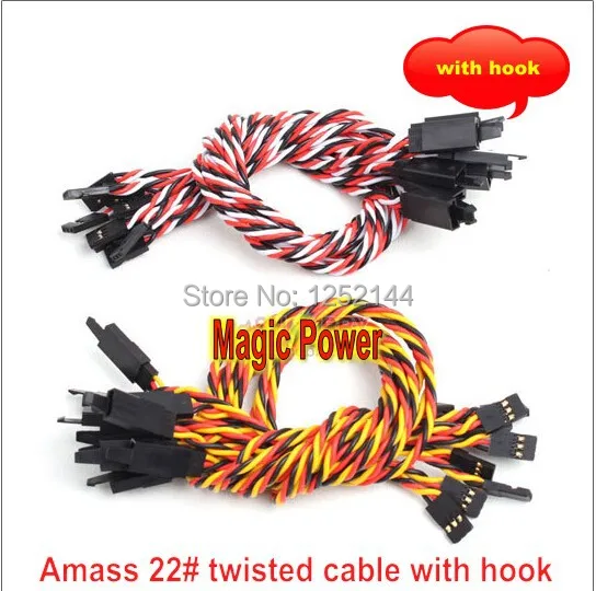 

10 pcs /lot Amass 22# 22AWG Futaba JR Twisted Extension Cable/ Twisted Extension Lead With Hook Different length free shipping