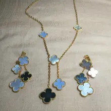 high quality four clover earring and necklace jewelry set for party or wedding