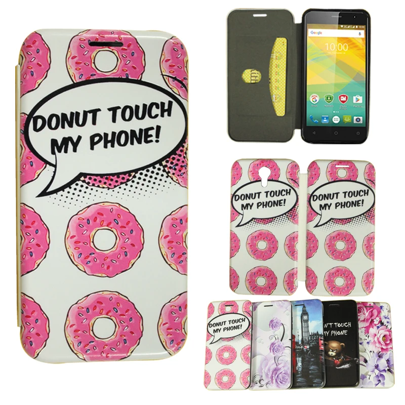 

Don't Touch My Phone Individuality Doughnut Embossed Magnetic Pattern Hard Leather Case Cover for Prestigio Muze B3 PSP3512DUO