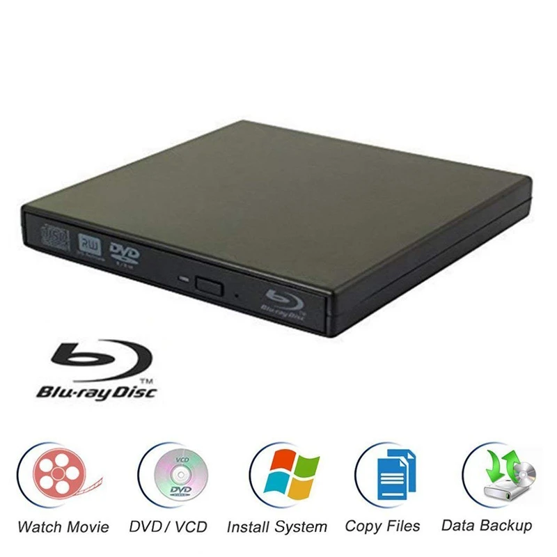 External BluRay Drive Slim USB 2.0 Bluray Burner BDRE CD/DVD RW