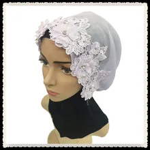 mu138 New style Fashion Muslim convenient Hijab comfortable 3D lace flower beadedcool Islamic Women caps