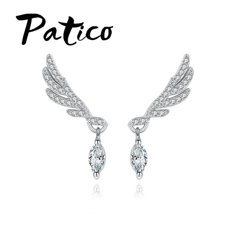 

New Arrival Women Fashion Freedom Wing Drop Earrings 925 Sterling Silver Water Drop Jewelry Earring Hoops Good Sale