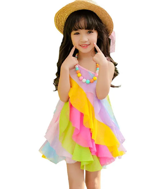 

2016 children baby girls summer beach rainbow skirt