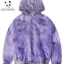 Весенне-летние высококачественные изготовленные на заказ Вышивка Блестками фиолетовые полные куртки для женщин мода молния с рукавом-фонариком свободные пальто ZQ347