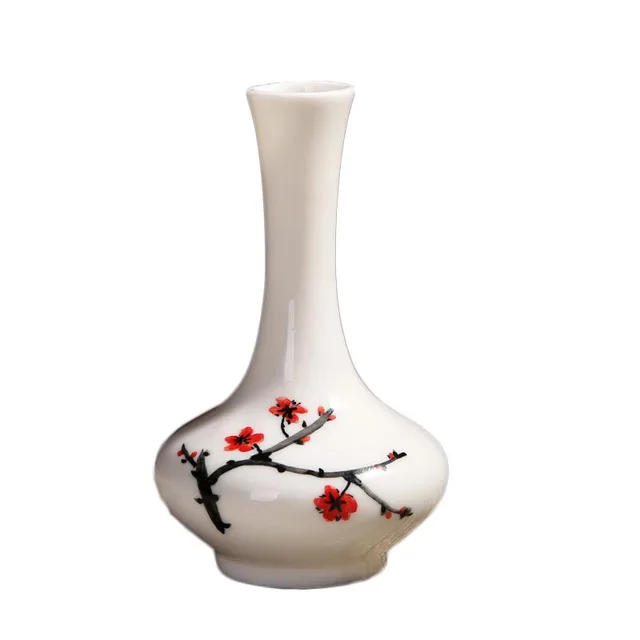 Vintage Chinese Traditional Vase Ceramic White Porcelain Plum Flower