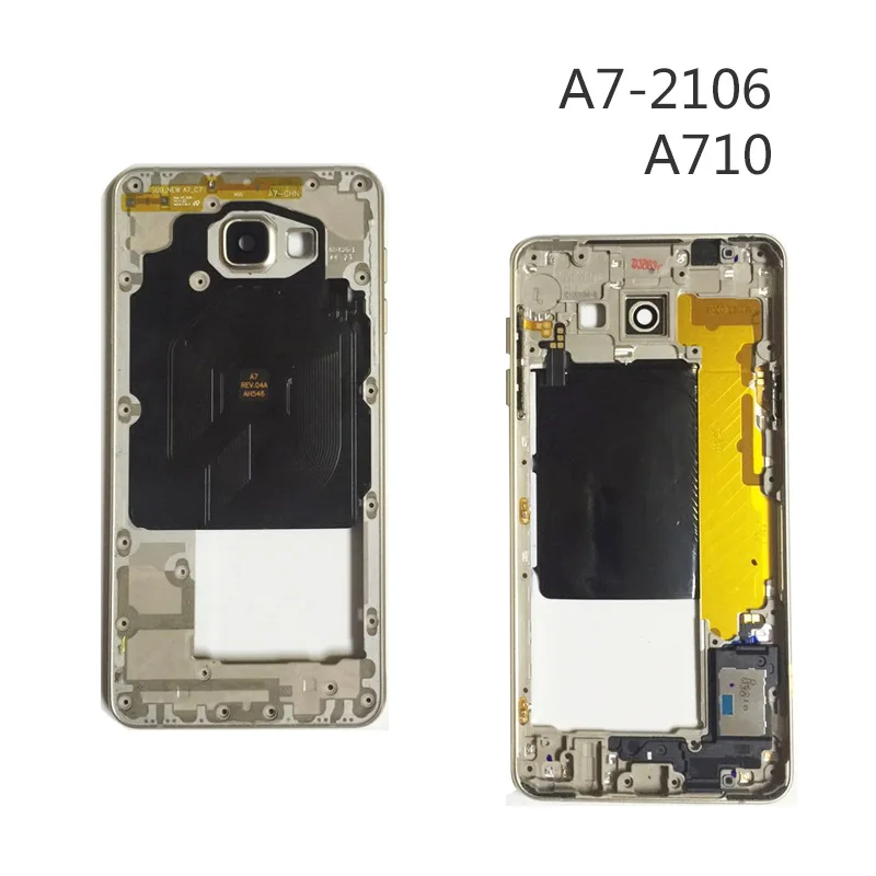 Original A710F A7100 Middle Frame For Samsung GALAXY A7 Single Version Mid Plate Metal Bezel Housing With Side Key Parts