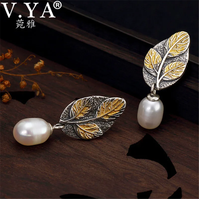 V.YA серьги с натуральным жемчугом, 925 пробы серебряные серьги-гвоздики для женщин, креативные модные ювелирные изделия