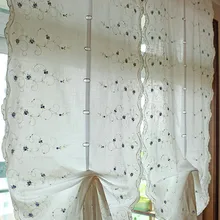 Синяя трехмерная вышивка розы льняная хлопковая полулегкая занавески с воздушными шарами Регулируемая готовая занавеска