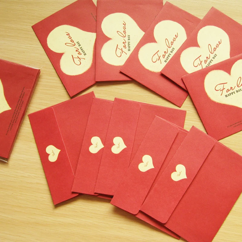 

10pcs/set Wedding Invitation Envelope Love Small Colored Pearl Blank Mini Paper Envelopes 100*75mm Gilt Envelope 2 Color