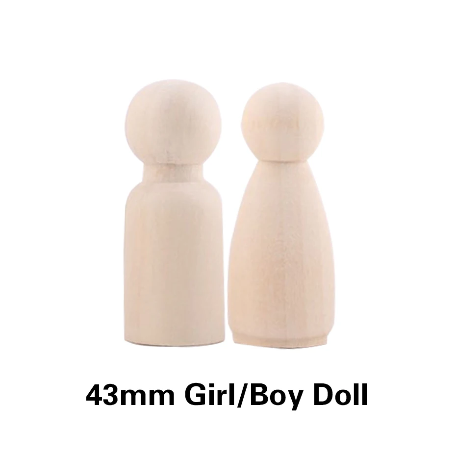 100pc Wooden Doll Peg Baby Teether DIY Color Painting Peg Dolls Unfinished Wood Blank Male & Female Doll Bodies Decoration Toys 9