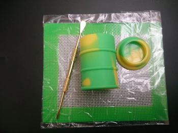 

Silicone Wax Kit Set with square sheets pads mat barrel drum 26ml oil container gold dabber tool for dry herb jars dab
