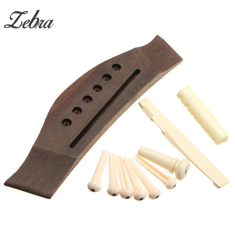 VOSON Guitar Bone Bridge Saddle /& Nut with 6pcs Guitar Bone Bridge Pins,Made of Real Bone for Acoustic Guitar