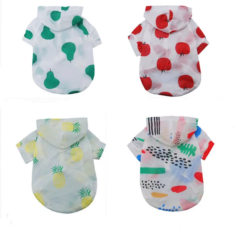 

Dog Raincoat Sun-proof Clothing Summer Sun Protection Hoodie Small Dog Clothes Print Poncho For Small Medium Pets Puppy Cat