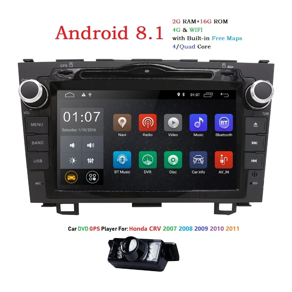 2din Android 8.1 Car DVD GPS for Honda crv CRV CR-V 2007 2008 2009 2010 2011 4Gwifi Video radio navigation usb rds dvr dvbt dab+ |