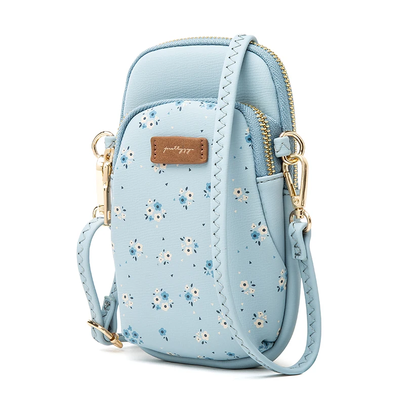 أزياء الطباعة زهرة البسيطة حقيبة كتف المرأة الهاتف Crossbody حقيبة صغيرة سستة جلد المرأة حقيبة ساعي الهاتف حافظة نقود