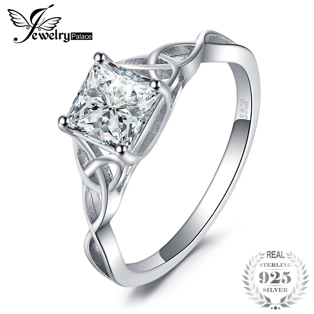 JewelryPalace Celtic Knot 1.7ct Princess Cut Cubic Zirconia Solitaire