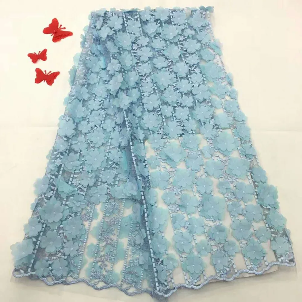 Newly designed French lace tulle African netted fabric with 3D patches and beads | Дом и сад