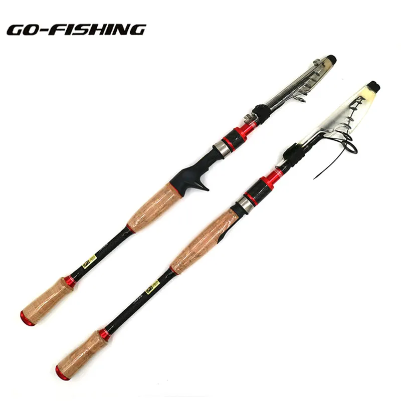 Go fishing Travel 1.95m 2.1m 2.4m 2.7m Spinning Hard Telescopic Fishing Rod Carbon Fiber Bait