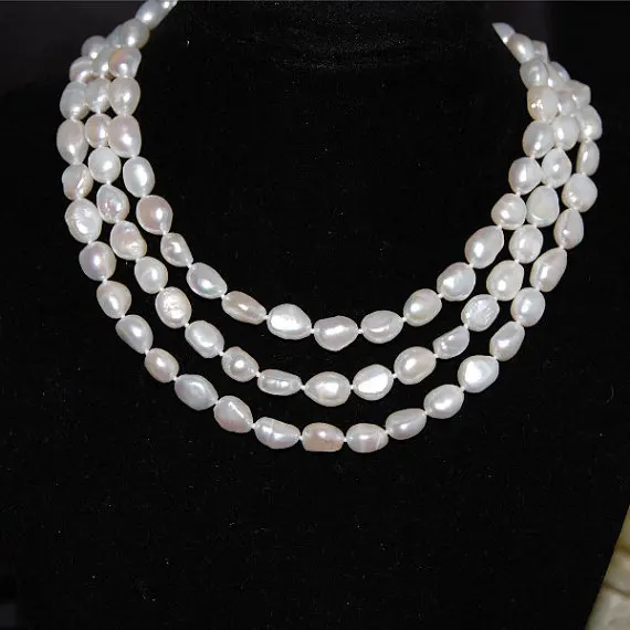 Charming 8-9mm Natural White Baroque Freshwater Pearl Necklace,110cm Long Irregular Pearl Jewellery,Wedding Party Mom's Gift Charming 8-9mm Natural White Baroque Freshwater Pearl Necklace,110cm Long Irregular Pearl Jewellery,Wedding Party Mom's Gift