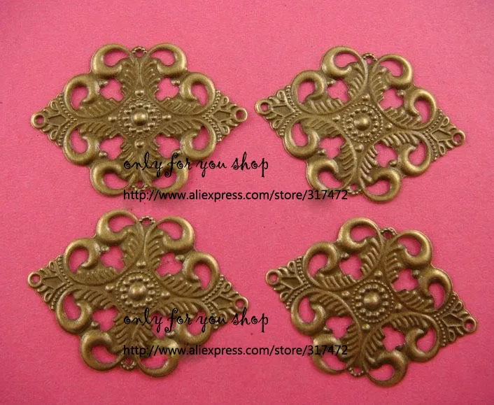Free ship!! 40*32mm antique bronze sheet metal pendant filigree