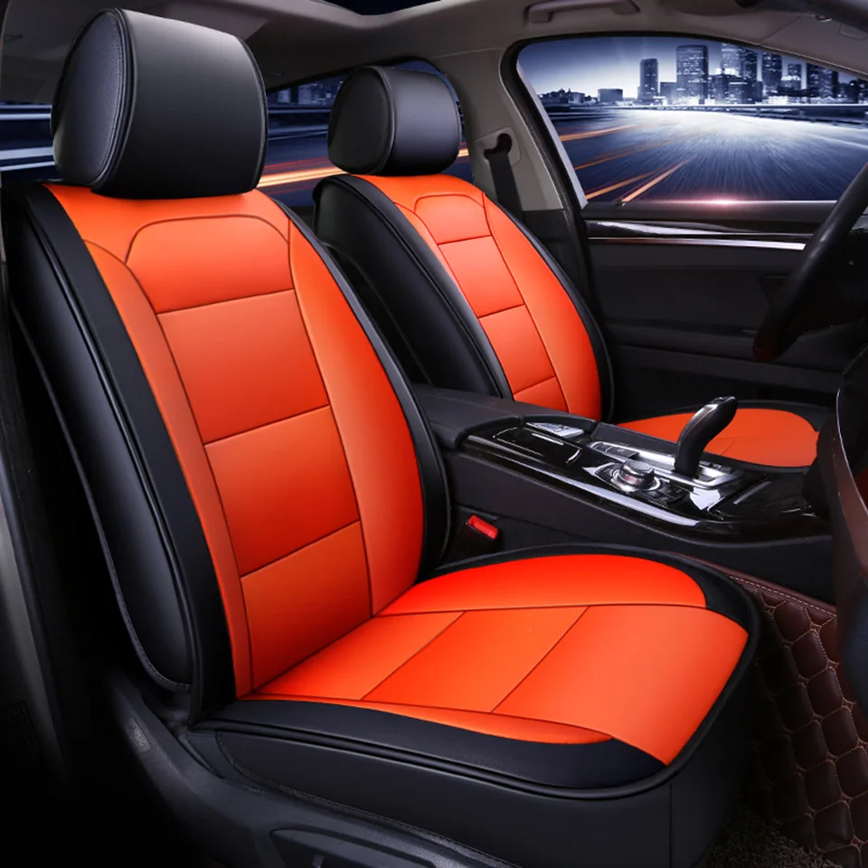 2 ORANGE FRONT VEST CAR SEAT COVERS PROTECTORS FOR VAUXHALL MOKKA