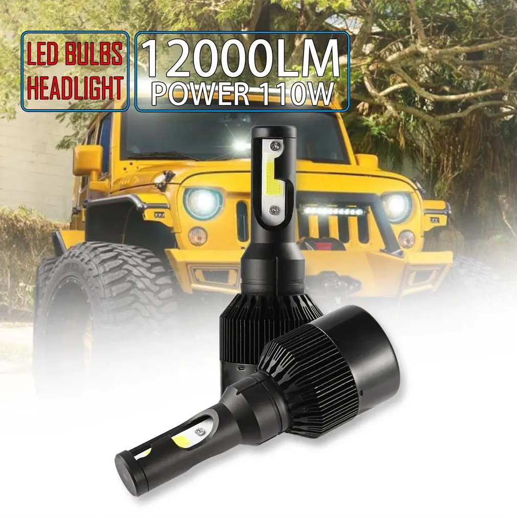 2X H4 светодиодный COB супер яркий Мощный налобный фонарь лампа 110 W 12000LM 6000 К
