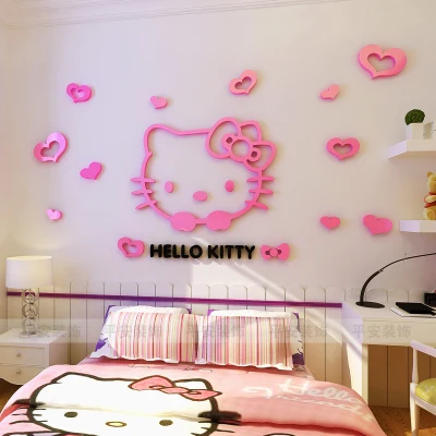  Hello  Kitty  3D Stereo Stiker  Dinding  Kamar  Anak anak 