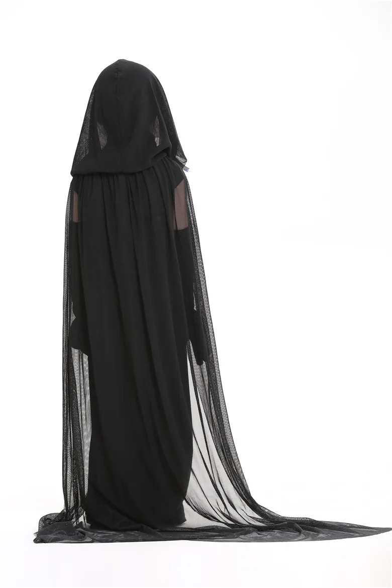 Takerlama Хэллоуин Пурим карнавал черный готический костюм ведьмы Призрак косплей платье костюм женский взрослый длинное платье косплей ткань