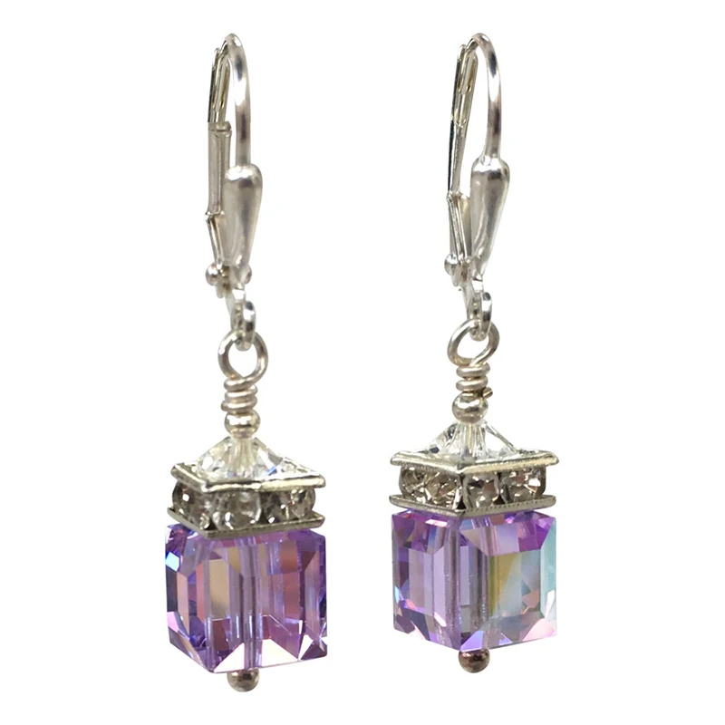 Модные серебряные/золотистый цвет пурпурный циркон камень серьги Элегантные женские Девушки кубический цирконий пирсинг висячие серьги L5M048 - Окраска металла: Earring