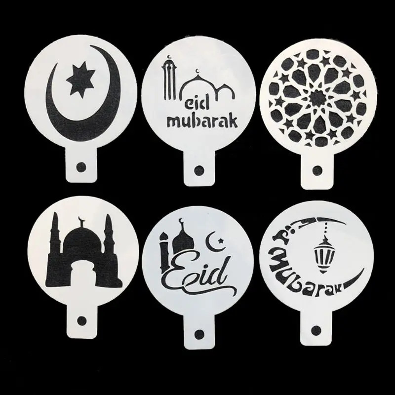 Eid Mubarak Рамадан 6 шт./компл. кофе цветочный спрей трафареты форма для торта декоративная DIY плесень помадка шаблон
