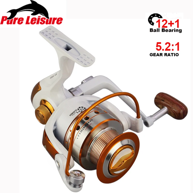 

PureLeisure Spinning Fishing Reel 5.2:1 Portable Hand Wheel 12 + 1 BB 500-9000 Series High Quality Carpa De Pesca Fishing Wheel