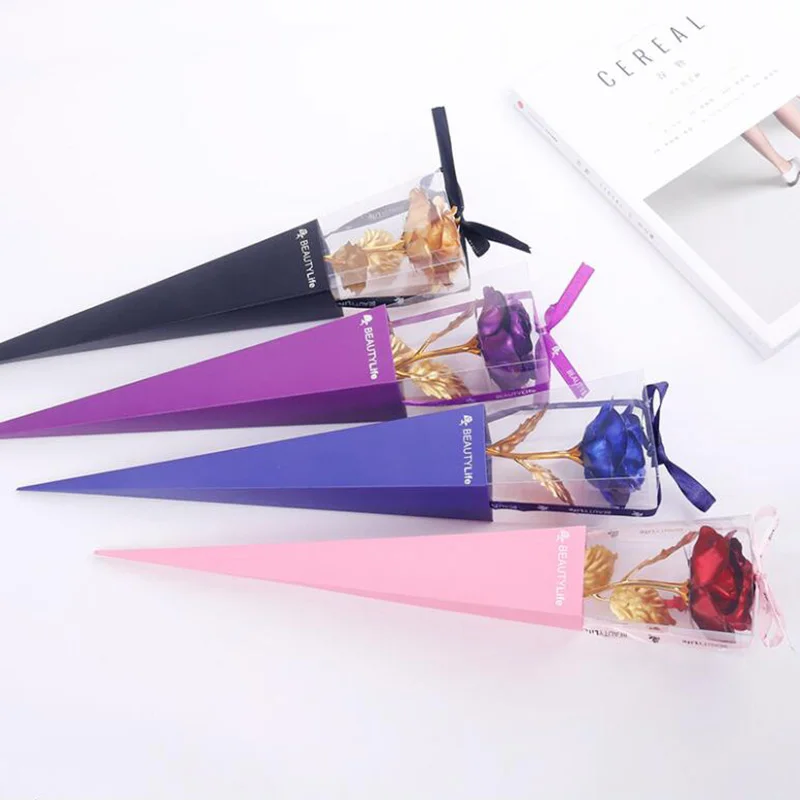 

Valentine's Day Creative Romantic Gift 24K Foil Plated Rose Gold Rose Lasts Forever Love Wedding Decor Lover Rose Drop Shipping